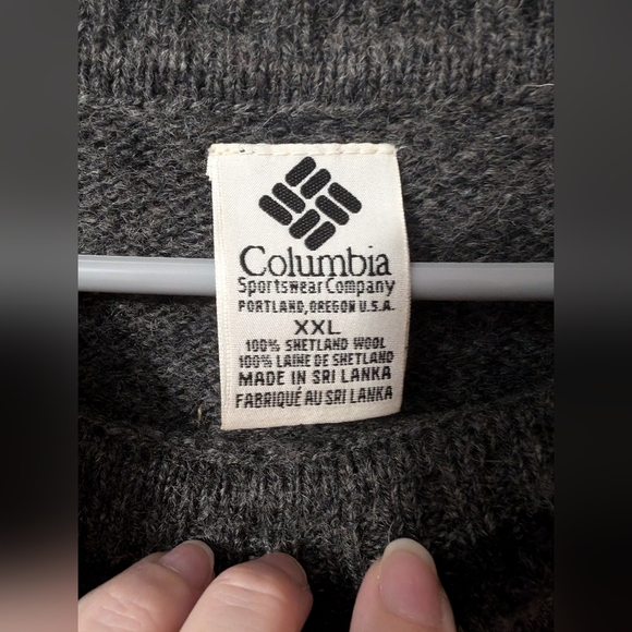 Vintage Columbia Shetland Wool Sweater Mens XXL Grey/Black - Picture 3 of 4